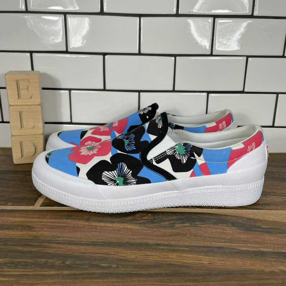 Hunter Foral Stripe Plimsoll Women's Sz 6 Shoes Multicolor Canvas Casual Sneaker